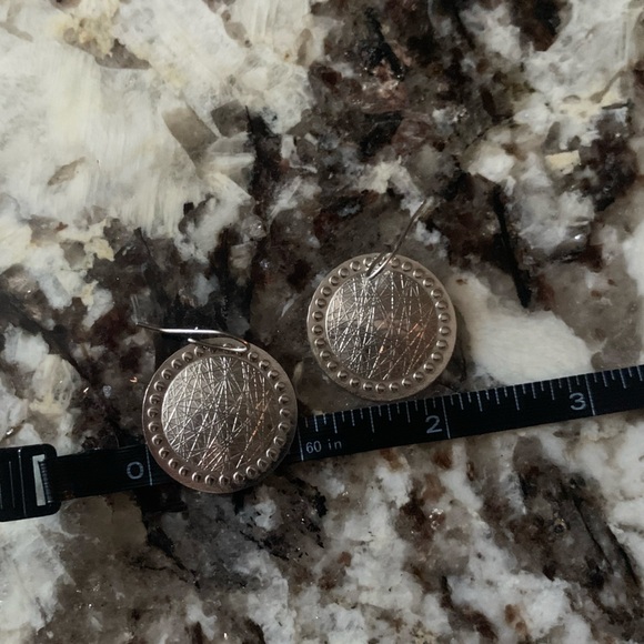 Vintage Stainless Steel Boho Disc Earrings, Lightweight - Picture 5 of 5